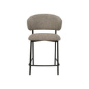 TABURETE EN TELA TEXTURIZADA MARRON BLANCO  Y PATAS DE METAL LATON