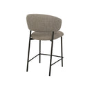 TABURETE EN TELA TEXTURIZADA MARRON BLANCO  Y PATAS DE METAL LATON