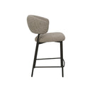 TABURETE EN TELA TEXTURIZADA MARRON BLANCO  Y PATAS DE METAL LATON