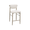 TABURETE DE BAR TELA TEXTURIZADA BEIGE Y PATAS EN METAL ESTILO MADERA