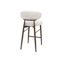 TABURETE DE BAR TELA BEIGE Y PATAS EN METAL ESTILO MADERA