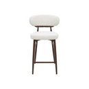 TABURETE DE BAR TELA BEIGE Y PATAS EN METAL ESTILO MADERA