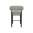TABURETE EN TELA TEXTURIZADA BEIGE GRIS Y PATAS EN METAL LATON