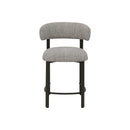 TABURETE EN TELA TEXTURIZADA BEIGE GRIS Y PATAS EN METAL LATON