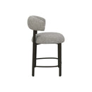 TABURETE EN TELA TEXTURIZADA BEIGE GRIS Y PATAS EN METAL LATON
