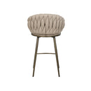TABURETE DE BAR EN TELA BEIGE Y PATAS DORADAS