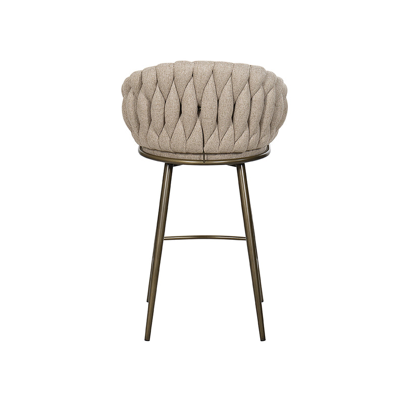 TABURETE DE BAR EN TELA BEIGE Y PATAS DORADAS