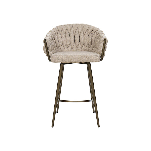 TABURETE DE BAR EN TELA BEIGE Y PATAS DORADAS