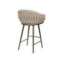 TABURETE DE BAR EN TELA BEIGE Y PATAS DORADAS