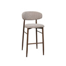 TABURETE  DE BAR EN TELA MARRON Y PATAS MARRONES