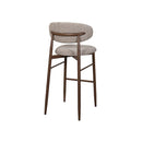 TABURETE  DE BAR EN TELA MARRON Y PATAS MARRONES