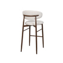 TABURETE DE BAR EN TELA BEIGE Y PATAS ACABADO DE MADERA