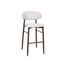 TABURETE DE BAR EN TELA BEIGE Y PATAS ACABADO DE MADERA