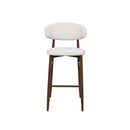 TABURETE DE BAR EN TELA BEIGE Y PATAS ACABADO DE MADERA