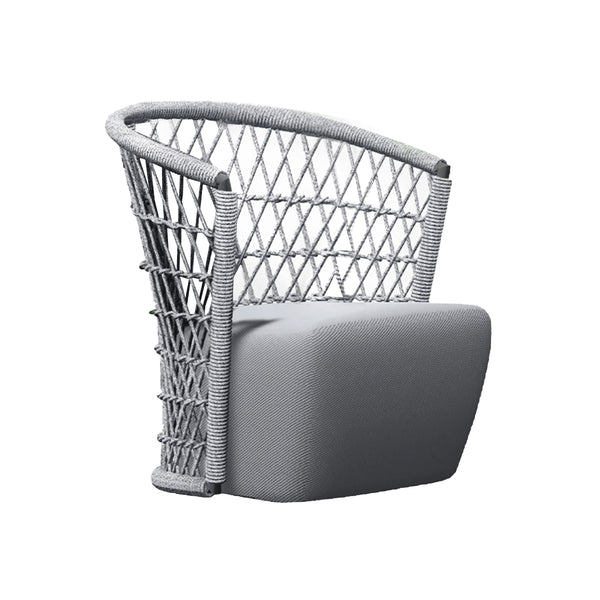 SILLA DE RESPALDO BAJO MUSES EN CUERDA GRIS Y MARCO GRIS CHARCOAL