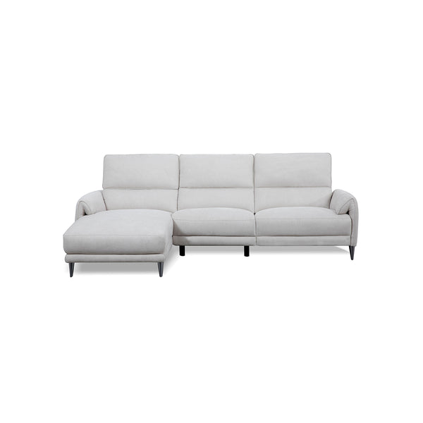 SOFA SECCIONAL RECLINABLE ELECTRICO EN TELA GRIS Y PATAS NEGRAS