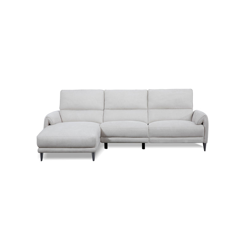 SOFA SECCIONAL RECLINABLE ELECTRICO EN TELA GRIS Y PATAS NEGRAS