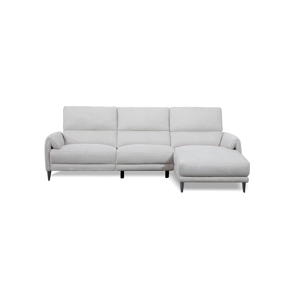 SOFA SECCIONAL RECLINABLE ELECTRICO EN TELA GRIS Y PATAS NEGRAS