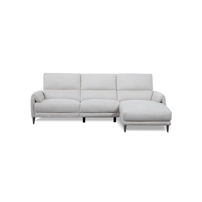 SOFA SECCIONAL RECLINABLE ELECTRICO EN TELA GRIS Y PATAS NEGRAS