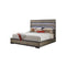 CAMA KING MANDEVILLE CON PANELDE LUCES ACABADO MARRON CON NEGRO