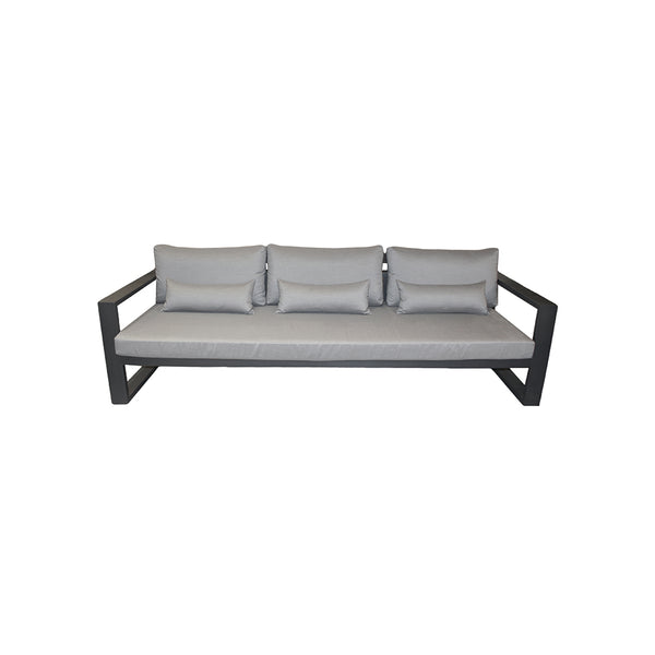 SOFA DE EXTERIOR FERMO DE TRES ASIENTOS EN ALUMINIO NEGRO