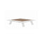 MESA DE CENTRO EN ALUMINIO BLANCO Y TOPE DE MADERA