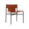 ***SILLA  DE COMEDOR BRUTA CON FRENTE DE PIEL NARANJA Y PATAS NEGRAS