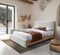 CAMA KING EN TELA BEIGE