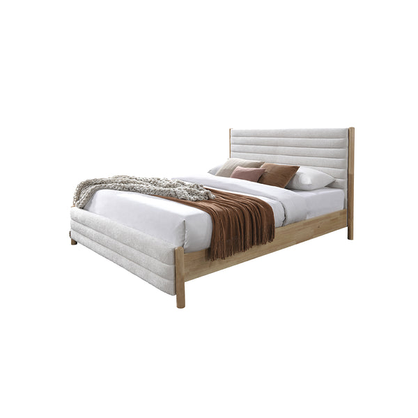 CAMA KING EN TELA BEIGE
