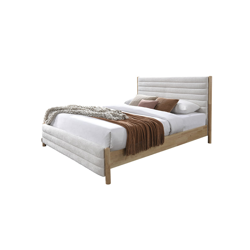 CAMA KING EN TELA BEIGE