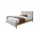 CAMA KING EN TELA BEIGE