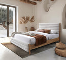 CAMA QUEEN EN TELA BEIGE