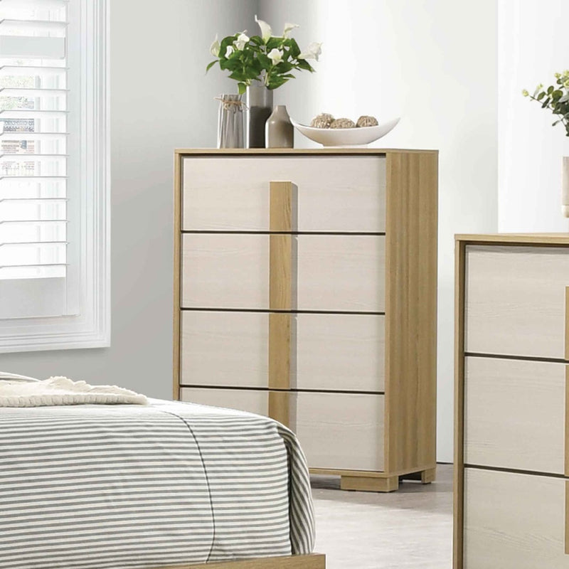 GAVETERO ACABADO MADERA NATURAL Y BLANCA