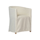 SILLA DE COMEDOR EN TELA BEIGE Y ACABADO DE MADERA