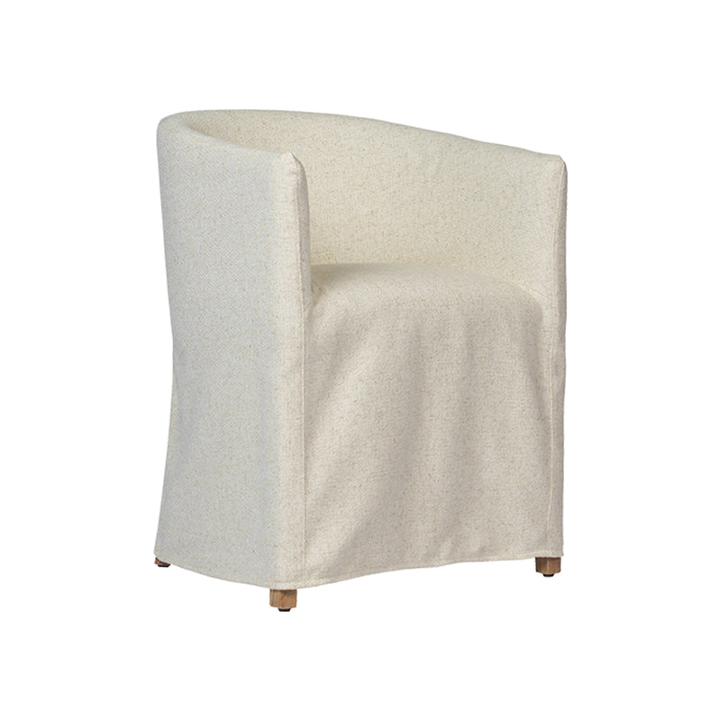 SILLA DE COMEDOR EN TELA BEIGE Y ACABADO DE MADERA