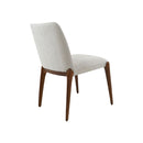 SILLA DE COMEDOR EN TELA BEIGE Y PATAS EN ACABADO MADERA