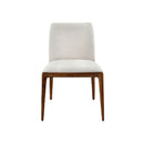 SILLA DE COMEDOR EN TELA BEIGE Y PATAS EN ACABADO MADERA