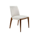 SILLA DE COMEDOR EN TELA BEIGE Y PATAS EN ACABADO MADERA