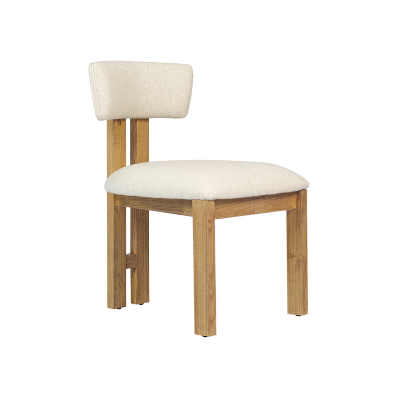 SILLA DE COMEDOR EN TELA BEIGE Y ACABADO DE MADERA