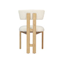 SILLA DE COMEDOR EN TELA BEIGE Y ACABADO DE MADERA