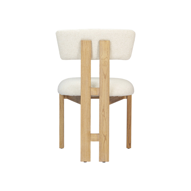 SILLA DE COMEDOR EN TELA BEIGE Y ACABADO DE MADERA