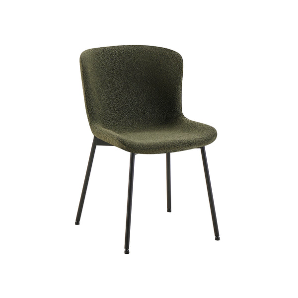 SILLA DE COMEDOR EN TELA VERDE Y PATAS NEGRAS