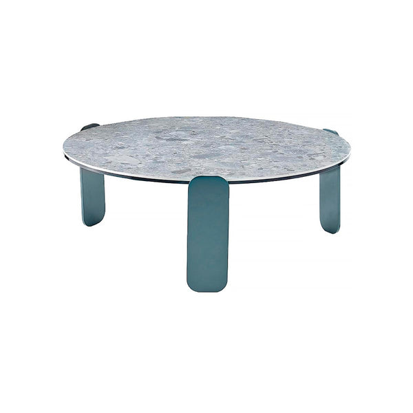 MESA DE CENTRO CON TOPE ESTILO MARMOL Y PATAS TURQUEZA