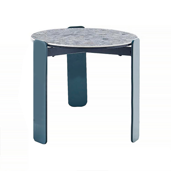 MESA DE CENTRO CON TOPE ESTILO MARMOL Y PATAS TURQUEZA