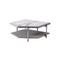 MESA CENTRO CON TOPE ESTILO MARMOL Y ACABADO MADERA GRIS