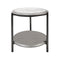 MESA LATERAL CON TOPE ESTILO MARMOL Y ACABADO MADERA GRIS