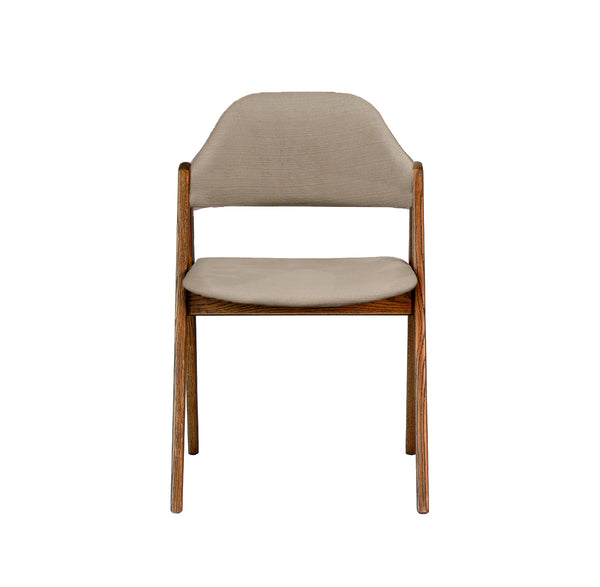 SILLA DE COMEDOR ELLA ACABADO DE MADERA Y TELA BEIGE