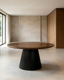 MESA DE COMEDOR TOPE WALNUT  Y BASE ACABADO DE MADERA NEGRA