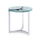 MESA DE CENTRO CON TOPE DE VIDRIO Y BASE PLATEADA