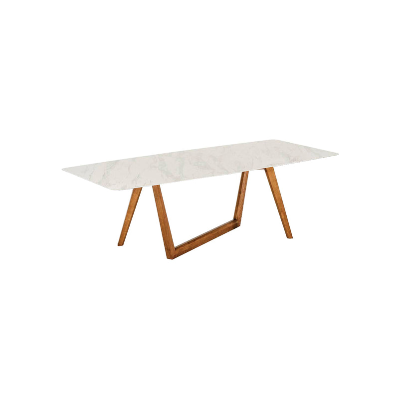 MESA CENTRO CON TOPE DE CERAMICA Y BASE DE ACABADO EN MADERA